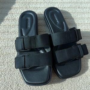 Vince Black Double Strap Sport Sandals - Modern Square Toe - Minimalist